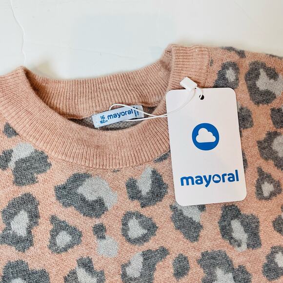 NWT Mayoral Size 18 Pink Leopard Sweater Dress - Picture 3 of 9